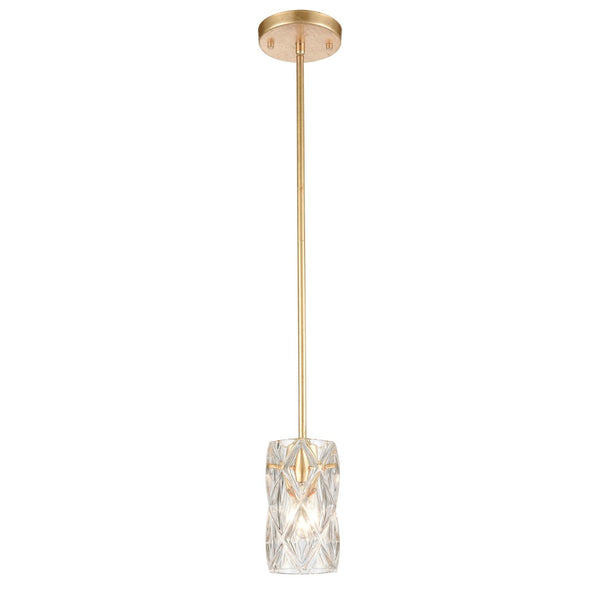 Atlas Jenning 4'' Wide 1-Light Mini Pendant - Elegant Parisian Gold Leaf with Crystal Glass for Stunning Light CL12305-GD