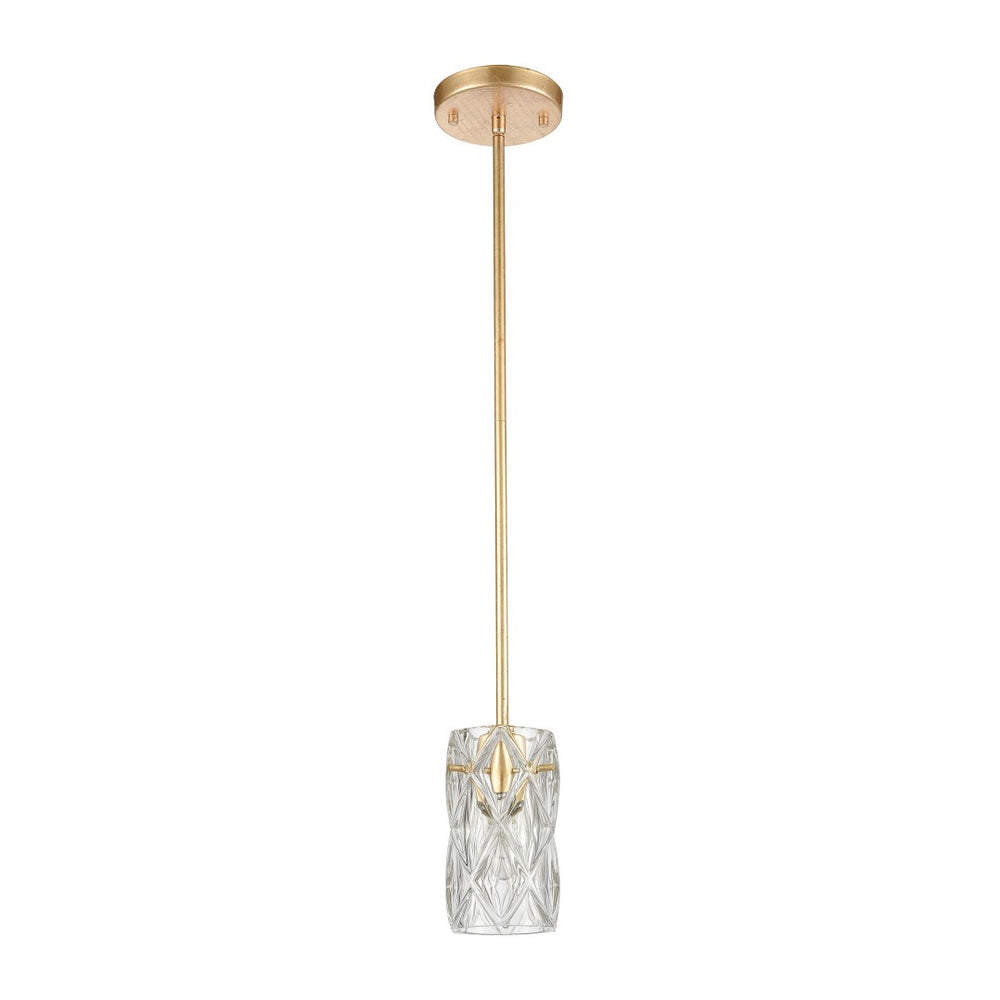 Atlas Jenning 4'' Wide 1-Light Mini Pendant - Elegant Parisian Gold Leaf with Crystal Glass for Stunning Light CL12305-GD
