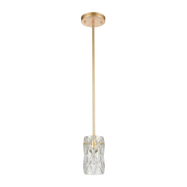 Atlas Jenning 4'' Wide 1-Light Mini Pendant - Elegant Parisian Gold Leaf with Crystal Glass for Stunning Light CL12305-GD