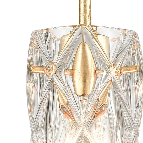 Atlas Jenning 4'' Wide 1-Light Mini Pendant - Elegant Parisian Gold Leaf with Crystal Glass for Stunning Light CL12305-GD