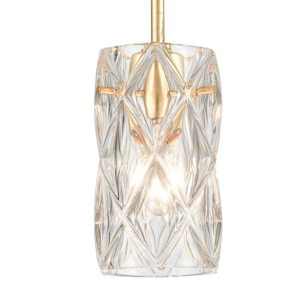 Atlas Jenning 4'' Wide 1-Light Mini Pendant - Elegant Parisian Gold Leaf with Crystal Glass for Stunning Light CL12305-GD