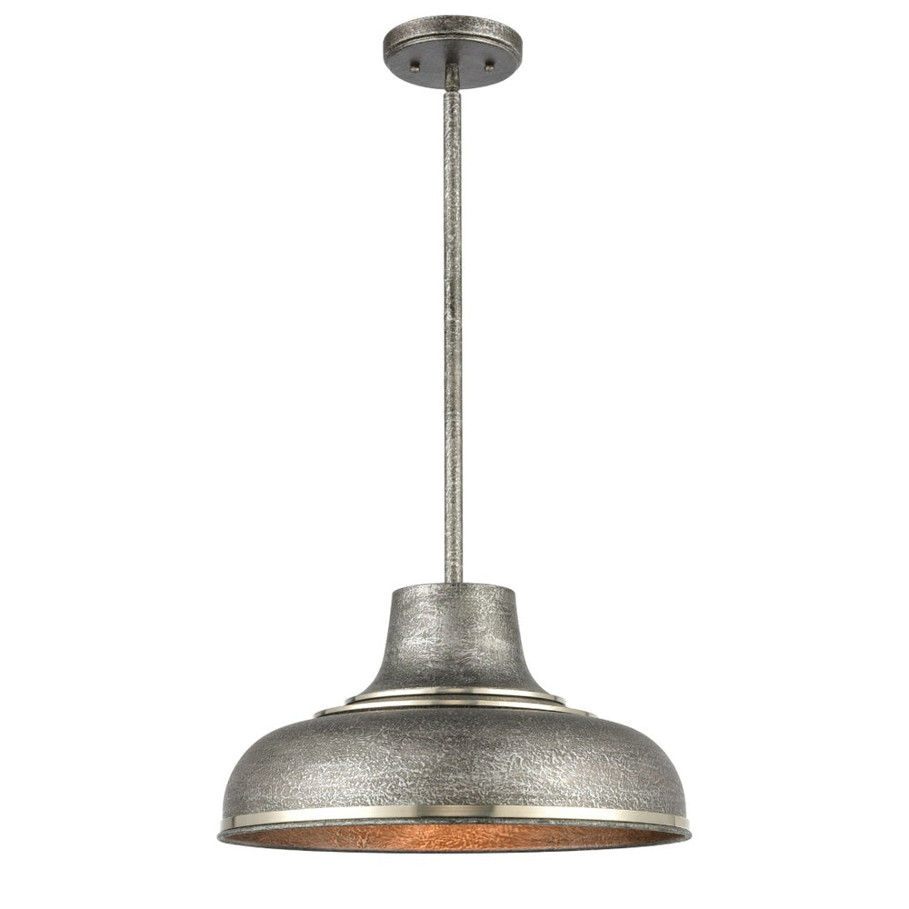 Atlas Kerin 16'' Wide Industrial 1-Light Pendant - Textured Silver Gray, Perfect for Modern Spaces CL12309-SV