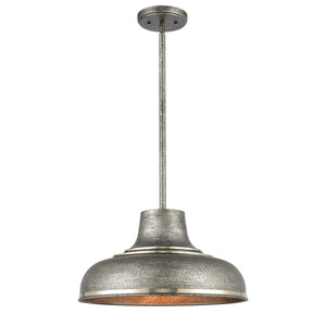 Atlas Kerin 16'' Wide Industrial 1-Light Pendant - Textured Silver Gray, Perfect for Modern Spaces CL12309-SV