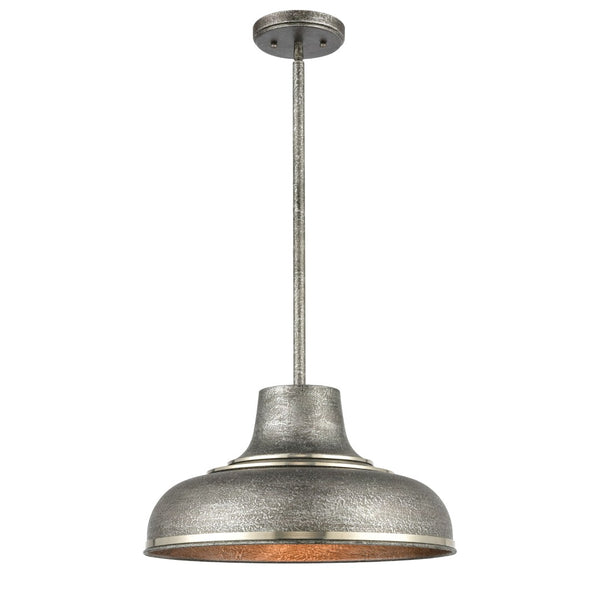 Atlas Kerin 16'' Wide Industrial 1-Light Pendant - Textured Silver Gray, Perfect for Modern Spaces CL12309-SV