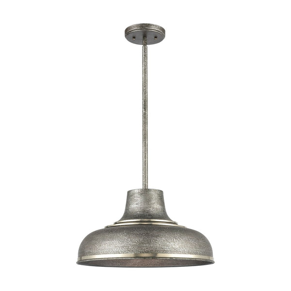 Atlas Kerin 16'' Wide Industrial 1-Light Pendant - Textured Silver Gray, Perfect for Modern Spaces CL12309-SV