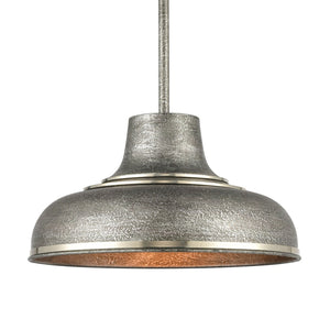 Atlas Kerin 16'' Wide Industrial 1-Light Pendant - Textured Silver Gray, Perfect for Modern Spaces CL12309-SV