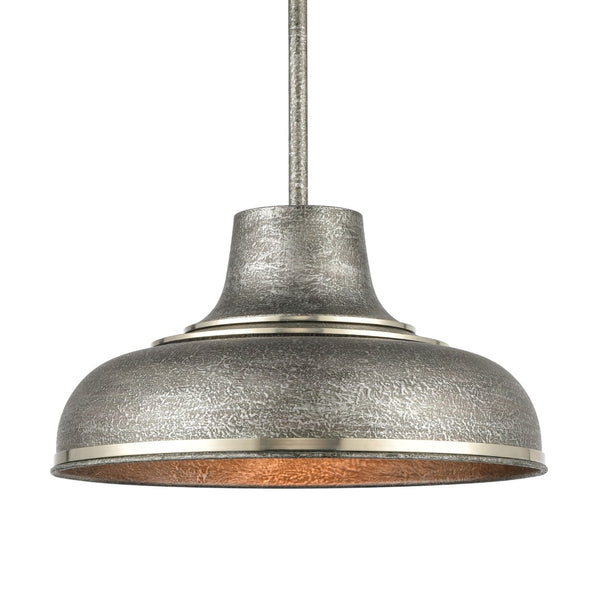 Atlas Kerin 16'' Wide Industrial 1-Light Pendant - Textured Silver Gray, Perfect for Modern Spaces CL12309-SV
