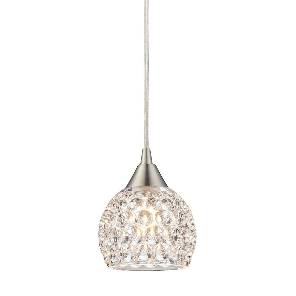 Atlas Kersey 5" Wide 1-Light Pendant - Elegant Satin Nickel with Crystal Shade for Modern Spaces CL12310-NK