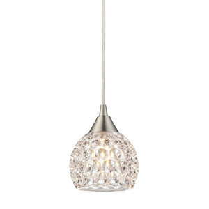 Atlas Kersey 5" Wide 1-Light Pendant - Elegant Satin Nickel with Crystal Shade for Modern Spaces CL12310-NK