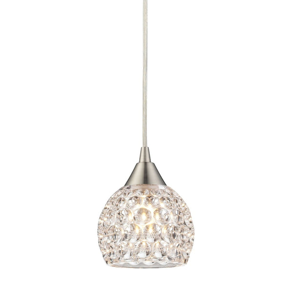 Atlas Kersey 5" Wide 1-Light Pendant - Elegant Satin Nickel with Crystal Shade for Modern Spaces CL12310-NK