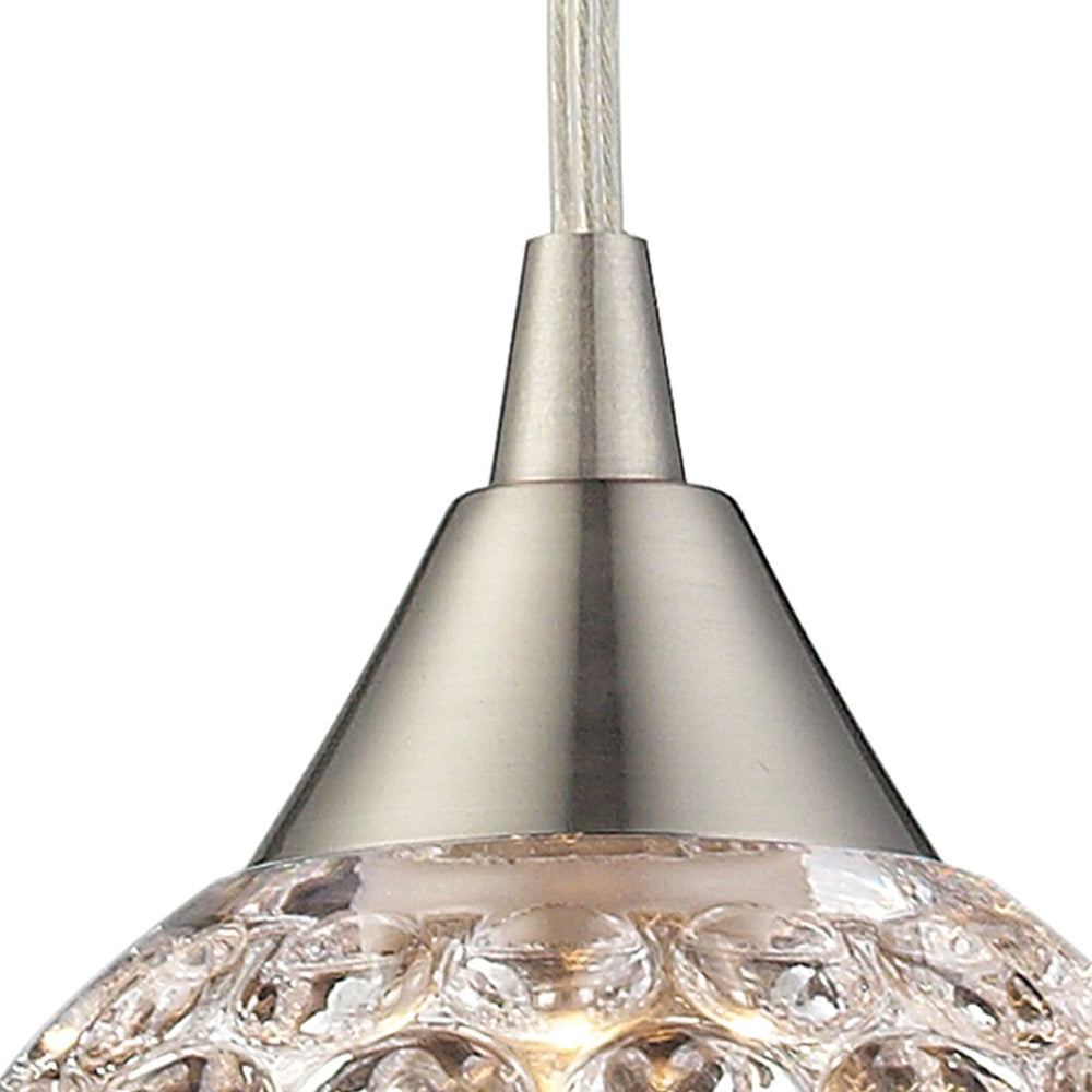 Atlas Kersey 5" Wide 1-Light Pendant - Elegant Satin Nickel with Crystal Shade for Modern Spaces CL12310-NK