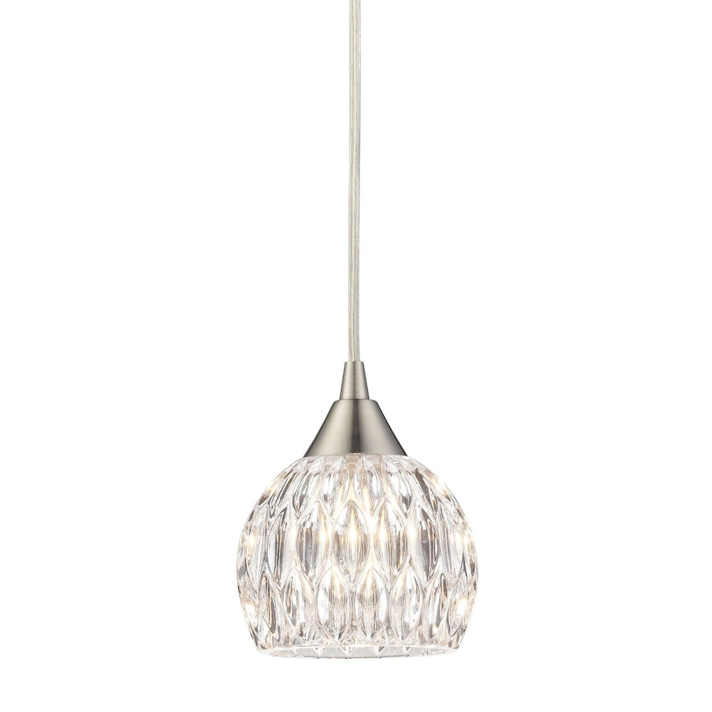 Atlas Kersey 5'' Wide Crystal Pendant Light - Satin Nickel Finish, Modern Elegance for Any Room CL12311-NK