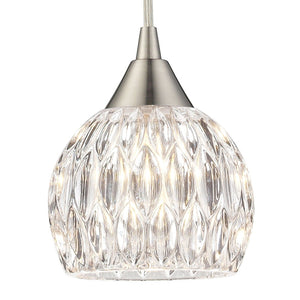 Atlas Kersey 5'' Wide Crystal Pendant Light - Satin Nickel Finish, Modern Elegance for Any Room CL12311-NK