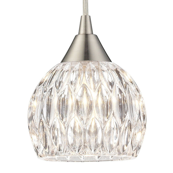 Atlas Kersey 5'' Wide Crystal Pendant Light - Satin Nickel Finish, Modern Elegance for Any Room CL12311-NK