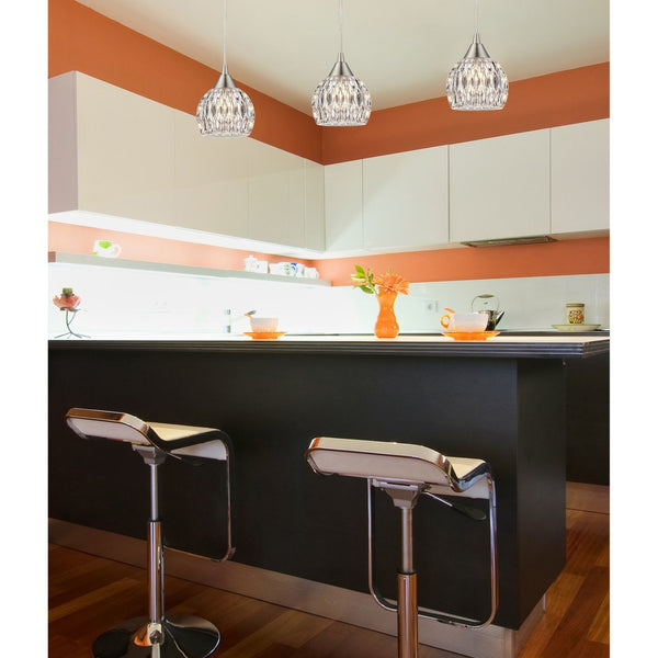 Atlas Kersey 5'' Wide Crystal Pendant Light - Satin Nickel Finish, Modern Elegance for Any Room CL12311-NK