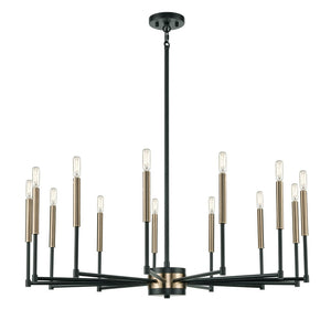 Atlas Livingston 10-Light Chandelier - Striking Linear Design with Satin Brass Accents for Modern Spaces Matte Black 38'' CL12319-BK