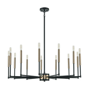 Atlas Livingston 10-Light Chandelier - Striking Linear Design with Satin Brass Accents for Modern Spaces Matte Black 38'' CL12319-BK