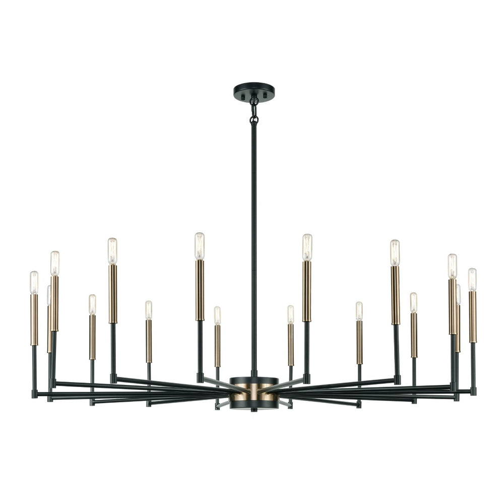 Atlas Livingston 10-Light Chandelier - Striking Linear Design with Satin Brass Accents for Modern Spaces Matte Black 52'' CL12320-BK