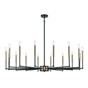 Atlas Livingston 10-Light Chandelier - Striking Linear Design with Satin Brass Accents for Modern Spaces Matte Black 52'' CL12320-BK