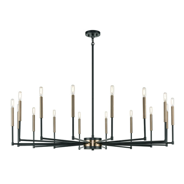 Atlas Livingston 10-Light Chandelier - Striking Linear Design with Satin Brass Accents for Modern Spaces Matte Black 52'' CL12320-BK