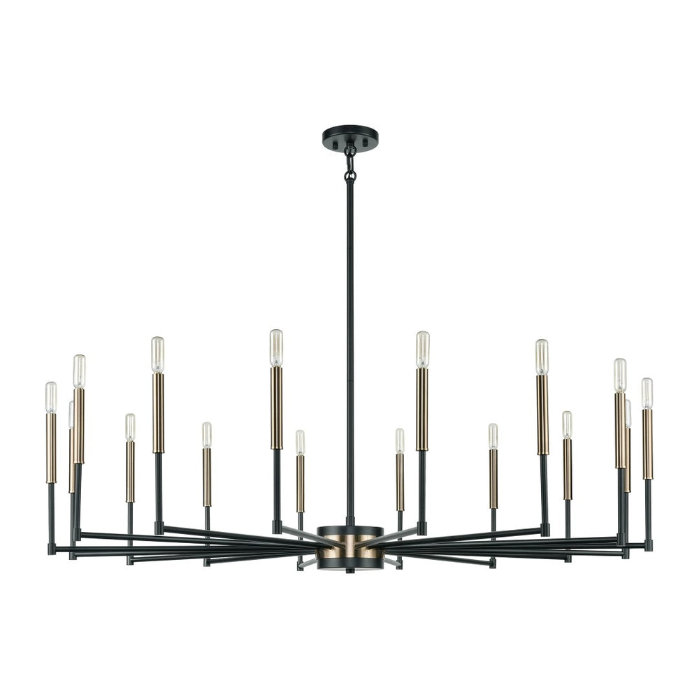 Atlas Livingston 10-Light Chandelier - Striking Linear Design with Satin Brass Accents for Modern Spaces Matte Black 52'' CL12320-BK