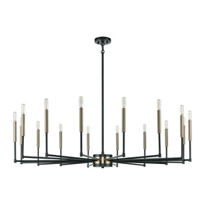 Atlas Livingston 10-Light Chandelier - Striking Linear Design with Satin Brass Accents for Modern Spaces Matte Black 52'' CL12320-BK