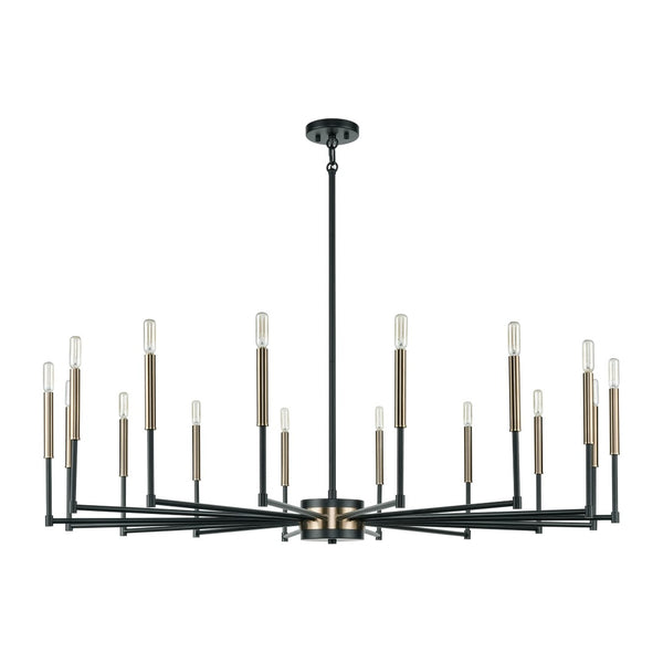 Atlas Livingston 10-Light Chandelier - Striking Linear Design with Satin Brass Accents for Modern Spaces Matte Black 52'' CL12320-BK