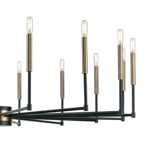 Atlas Livingston 10-Light Chandelier - Striking Linear Design with Satin Brass Accents for Modern Spaces Matte Black 52'' CL12320-BK