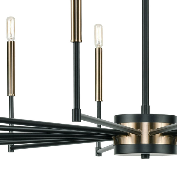 Atlas Livingston 10-Light Chandelier - Striking Linear Design with Satin Brass Accents for Modern Spaces Matte Black 52'' CL12320-BK