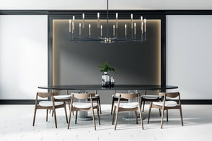 Atlas Livingston 10-Light Chandelier - Striking Linear Design with Satin Brass Accents for Modern Spaces Matte Black 52'' CL12320-BK