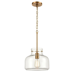 Atlas Lola 11" Wide Contemporary Pendant Light - Satin Brass & Clear Glass Shade for Elegant Spaces CL12322-BS