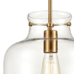 Atlas Lola 11" Wide Contemporary Pendant Light - Satin Brass & Clear Glass Shade for Elegant Spaces CL12322-BS