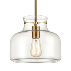 Atlas Lola 11" Wide Contemporary Pendant Light - Satin Brass & Clear Glass Shade for Elegant Spaces CL12322-BS