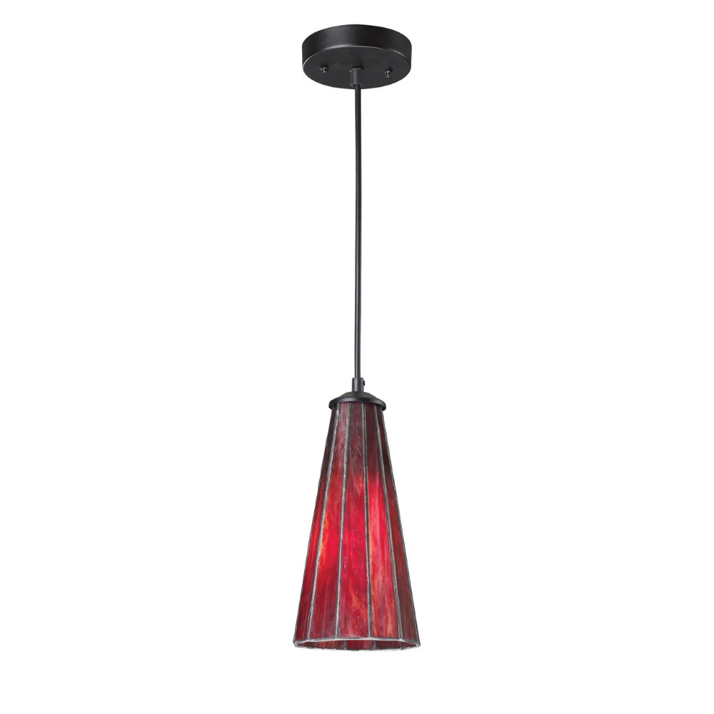 Atlas Lumino 5'' Wide Mini Pendant Light - Striking Inferno Red Glass Shade with Matte Black Finish CL12326-RD