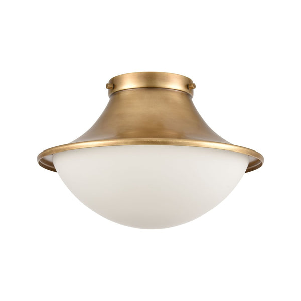 Atlas Matterhorn 1-Light Flush Mount - Modern Warmth with Frosted Glass for Stylish Ambient Lighting Natural 13'' CL12333-BS