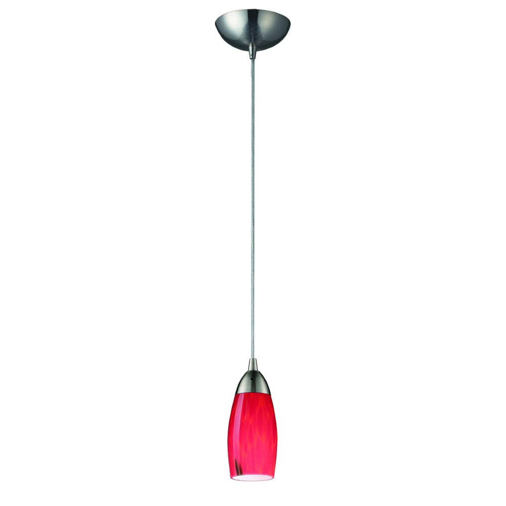 Atlas Milan 3'' Wide 1-Light Pendant - Hand-Blown Glass Fixture for Contemporary Interior Illumination Satin Nickel with Fire Red Glass CL12343-RD