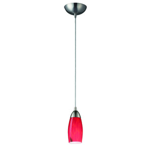 Atlas Milan 3'' Wide 1-Light Pendant - Hand-Blown Glass Fixture for Contemporary Interior Illumination Satin Nickel with Fire Red Glass CL12343-RD