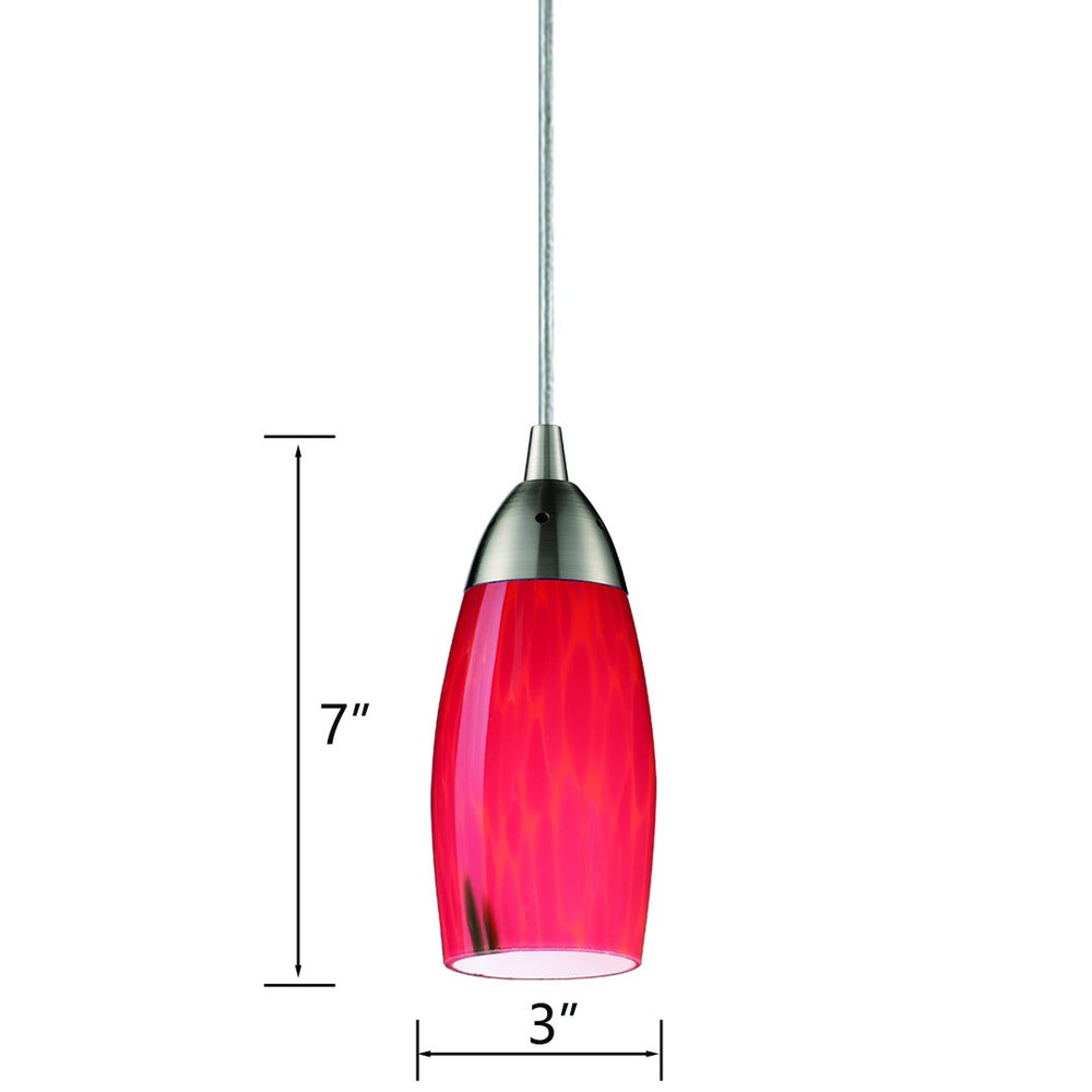 Atlas Milan 3'' Wide 1-Light Pendant - Hand-Blown Glass Fixture for Contemporary Interior Illumination Satin Nickel with Fire Red Glass CL12343-RD