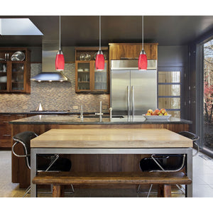 Atlas Milan 3'' Wide 1-Light Pendant - Hand-Blown Glass Fixture for Contemporary Interior Illumination Satin Nickel with Fire Red Glass CL12343-RD