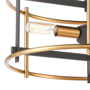 Atlas Millington 14" Wide 3-Light Semi Flush Mount - Industrial Charcoal & Brass Design for Modern Spaces CL12344-BK