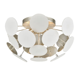 Atlas Modish 18" Wide 4-Light Flush Mount - Sculptural Matte White Fixture with Silver Leaf Glow CL12346-WH