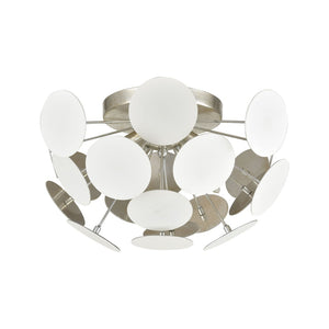 Atlas Modish 18" Wide 4-Light Flush Mount - Sculptural Matte White Fixture with Silver Leaf Glow CL12346-WH