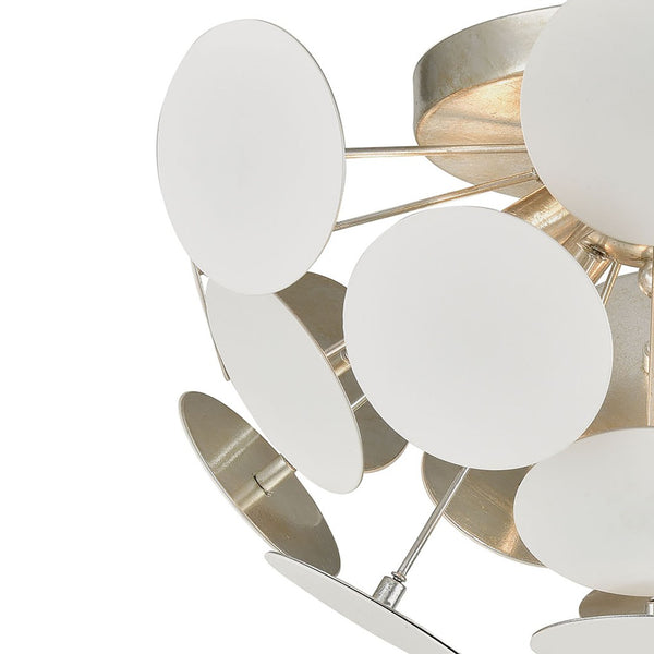 Atlas Modish 18" Wide 4-Light Flush Mount - Sculptural Matte White Fixture with Silver Leaf Glow CL12346-WH