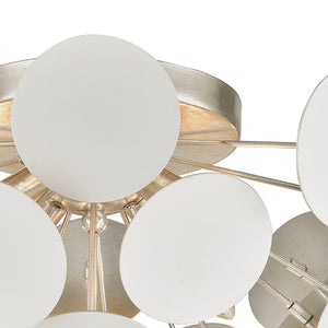 Atlas Modish 18" Wide 4-Light Flush Mount - Sculptural Matte White Fixture with Silver Leaf Glow CL12346-WH