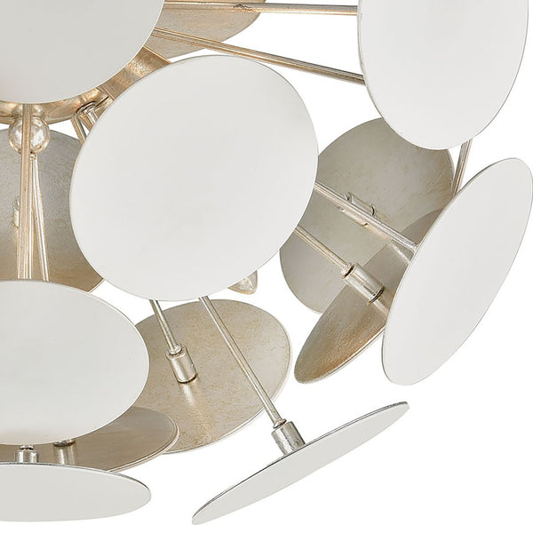 Atlas Modish 18" Wide 4-Light Flush Mount - Sculptural Matte White Fixture with Silver Leaf Glow CL12346-WH