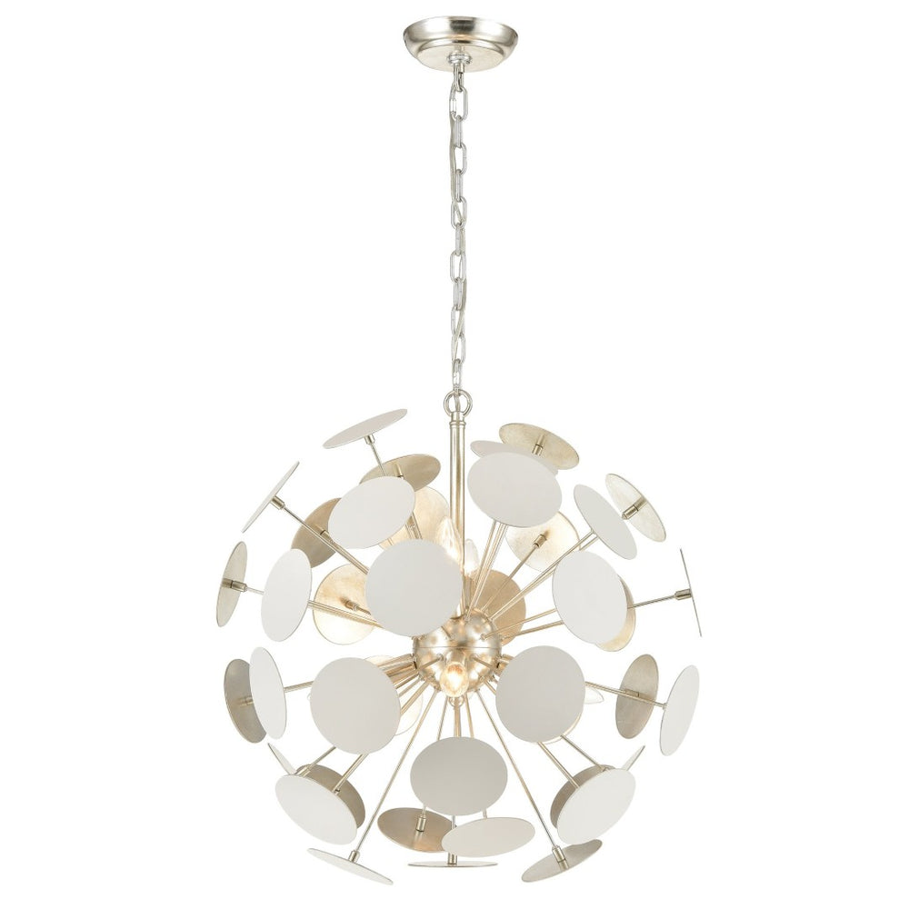 Atlas Modish 6-Light Chandelier – Sculptural Contemporary Design with Silver Leaf Finish for Stunning Illumination Matte White 21'' CL12347-WH