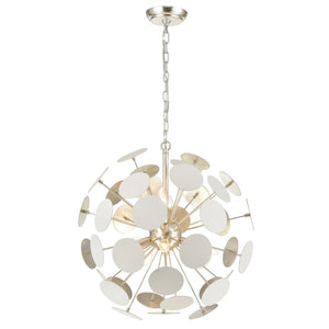 Atlas Modish 6-Light Chandelier – Sculptural Contemporary Design with Silver Leaf Finish for Stunning Illumination Matte White 21'' CL12347-WH