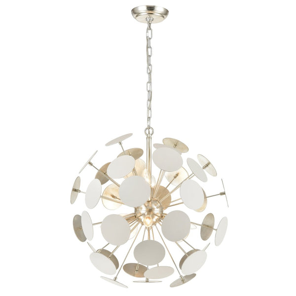 Atlas Modish 6-Light Chandelier – Sculptural Contemporary Design with Silver Leaf Finish for Stunning Illumination Matte White 21'' CL12347-WH