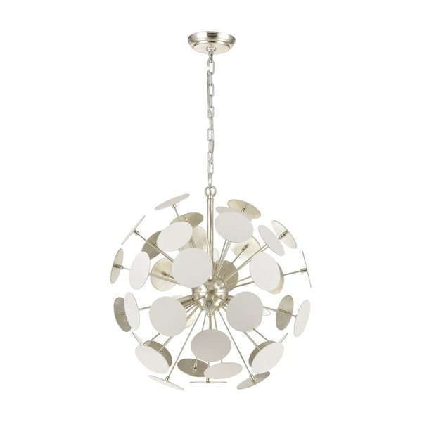 Atlas Modish 6-Light Chandelier – Sculptural Contemporary Design with Silver Leaf Finish for Stunning Illumination Matte White 21'' CL12347-WH