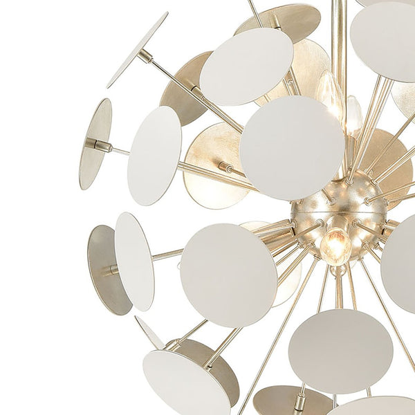 Atlas Modish 6-Light Chandelier – Sculptural Contemporary Design with Silver Leaf Finish for Stunning Illumination Matte White 21'' CL12347-WH